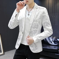 2022 boutique mens fashion blazer business gentleman elegant and comfortable print casual dress trend korean dress slim coat