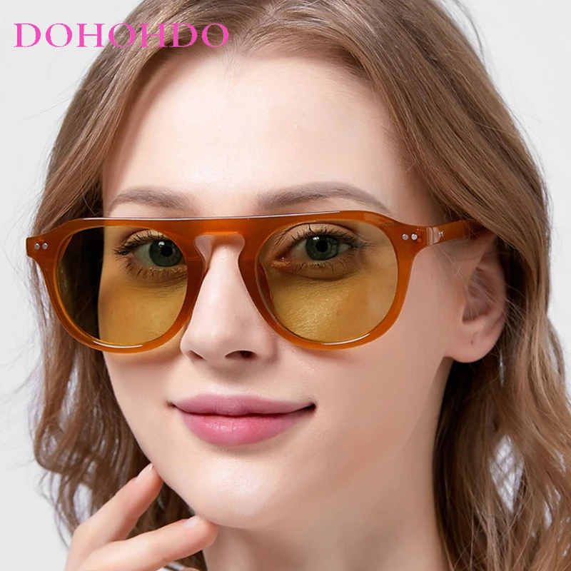 

DOHOHDO Women Vintage Square Sunglasses Fashion Nail Decoration Jelly Color Eyewear Men Trending Pilot Sun Glasses Shades UV400