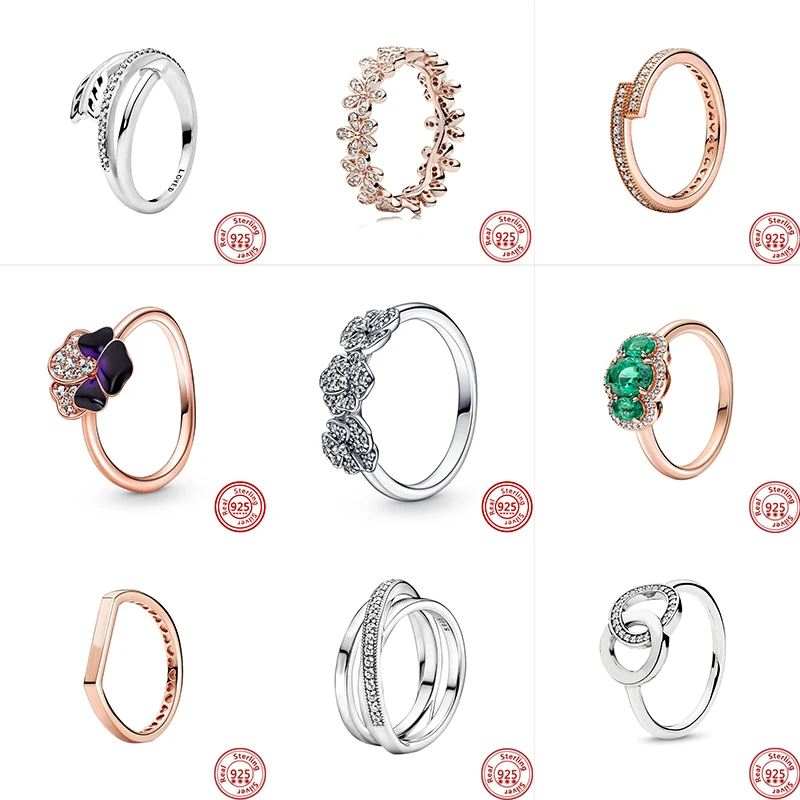 

Женское кольцо с фианитом Pandora, серебристое кольцо с фианитом, 2022 оригинальное, в европейском стиле, для вечеринки или свидания, подарок, Нов...