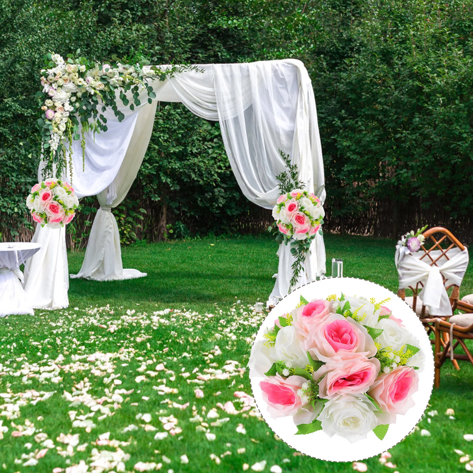 

Vivid Rose Flower Flowers Balls Wedding Showcase Bouquet Decors Artificial Column Road Lead Wreath Table Home