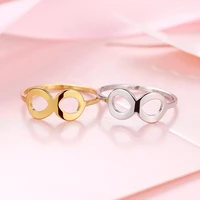 brand 316l stainless steel korean simple cool sweet female creative big 8 word engagement wedding ring jewelry