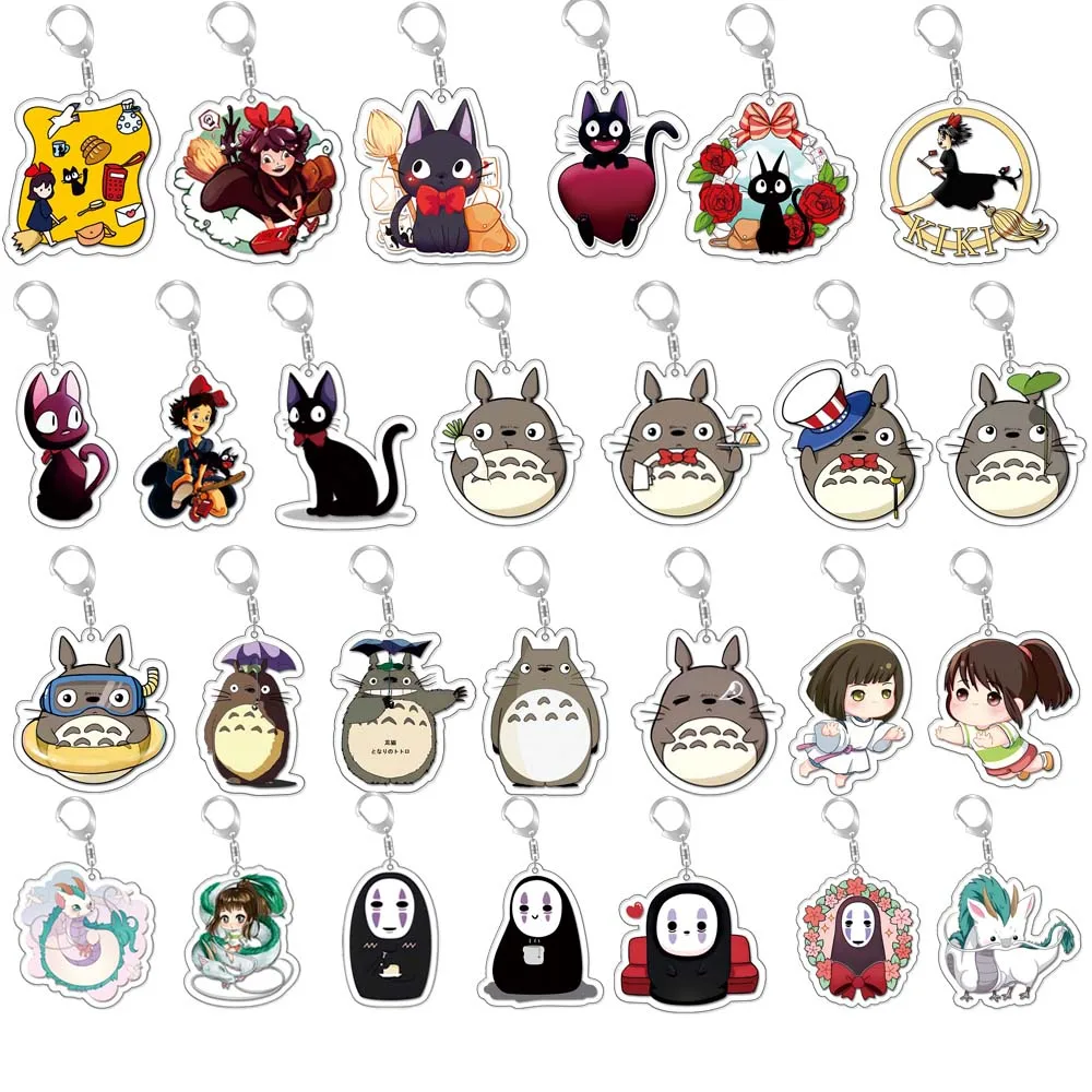 

27Pcs/Lot Kiki's Delivery Service Anime Acrylic Keychain No Face Man Spirited Away Keychains for Women Men Collect Jewelry Gift