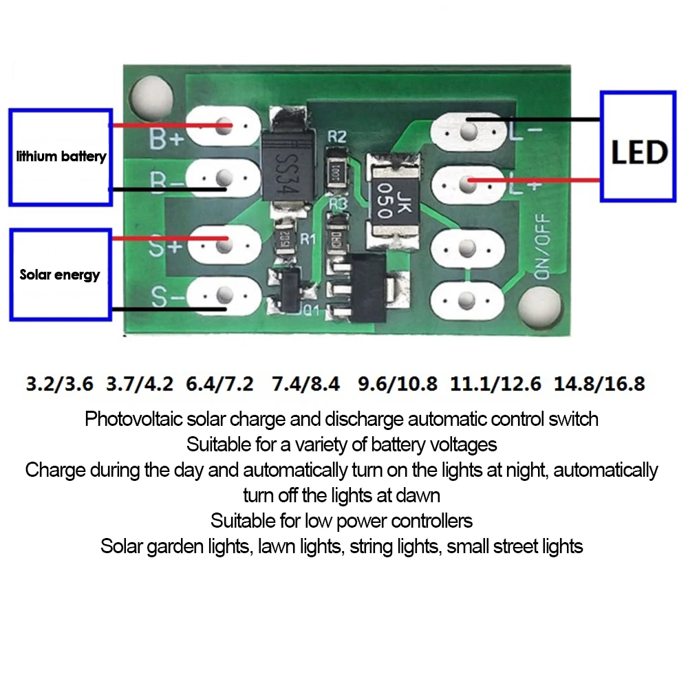 

Solar Generator Charge Controller Auto Light Control Circuit Switch Lithium Battery Charging Board DIY Courtyard Small Street La