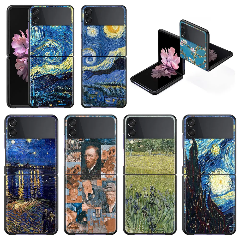 

Van Gogh Art Painting Flower Hard Case Coque for Samsung Galaxy Zflip Z Flip 5G Zflip3 Flip3 SamsungZFlip Cell Back Funda