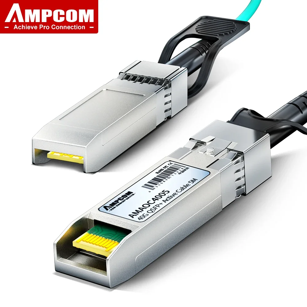 AMPCOM 40G QSFP + Активный оптический кабель (AOC) LSZH совместимый с Cisco Mikrotik Fortinet Ubiquiti Netgear