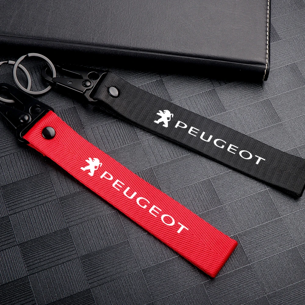 

Car Badge Ribbon Lanyard Key chain KeyRings Key Accessories For Peugeot 206 307 308 208 207 3008 2008 508 407 5008 301 408 6008