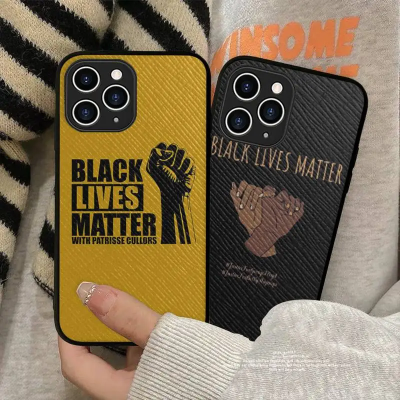 

FHNBLJ Black Lives Matter Phone Case Hard Leather Case for iPhone 11 12 13 Mini Pro Max 8 7 Plus SE 2020 X XR XS Coque