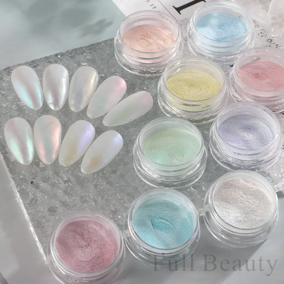 

White Mirror Nail Fairy Aurora Powder Iridescent Glitter Pigment Chrome Holographic Nail Art Dust Manicure Nail Accesories