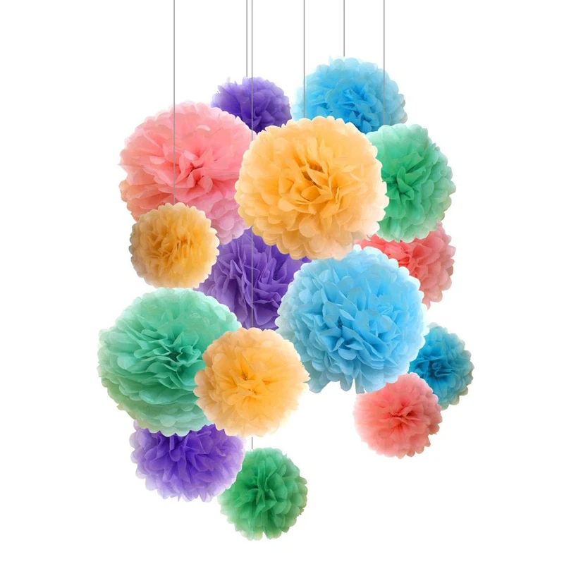 

10Pcs Tissue Paper Pompoms Flower Garland Decoration DIY Peony Ball Baby Shower Birthday Party Wedding Centerpieces For Tables