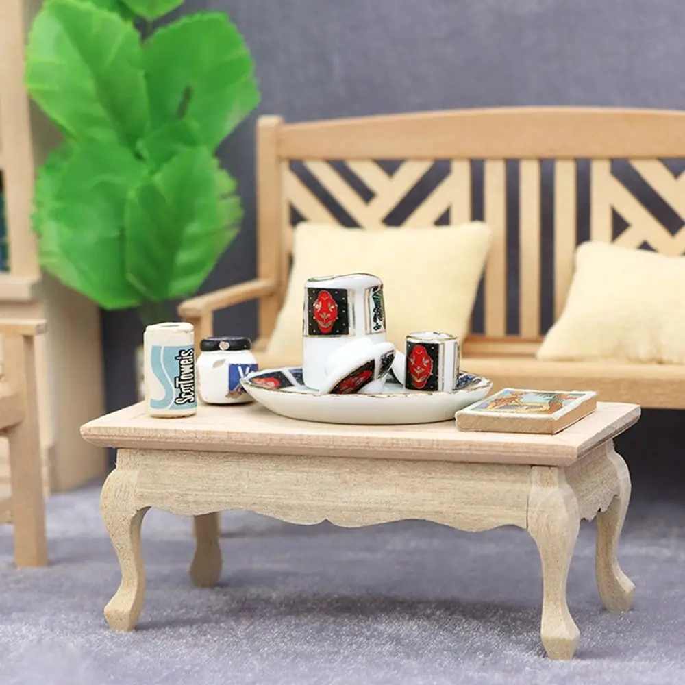 

Качественный Миниатюрный Мини-кукольный домик 1/12, имитация стула, деревянный обеденный стол, украшение для кукольного домика, Настольная мебель, игрушки