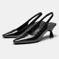 solid color leather stiletto pointed toe sandals summer women ankle strap shoes elegant fine heel female pumps