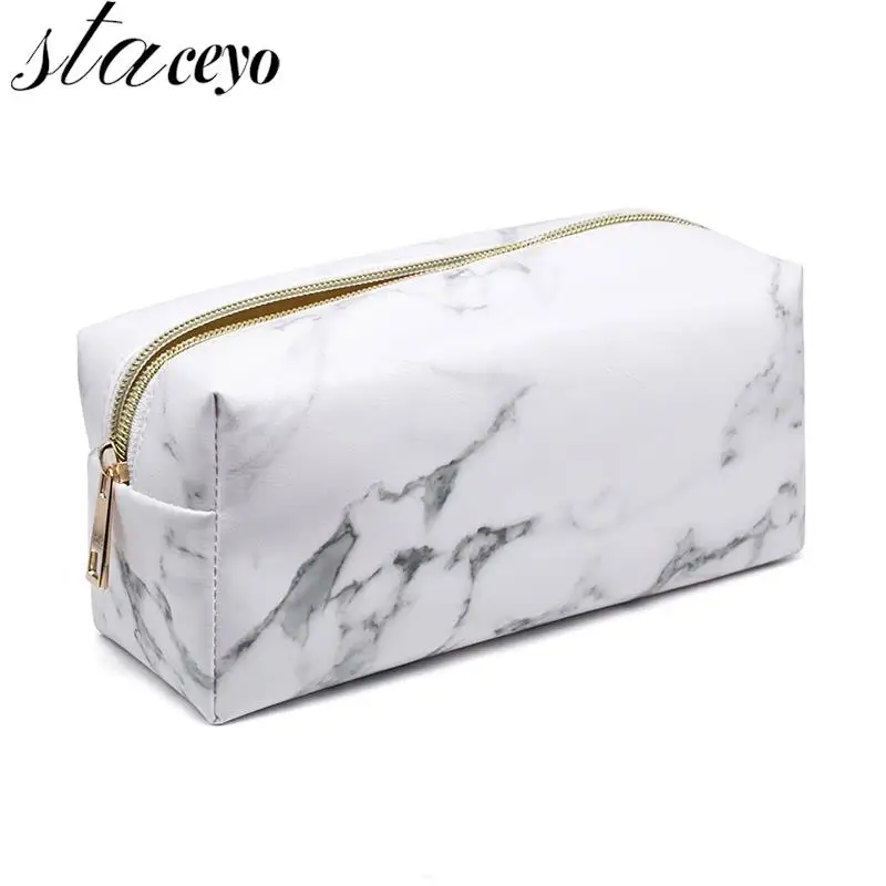 

Small Zipper Pouch Toiletry Case Storage For Makeup Marble Print Waterproof Cosmetic Bag Women Travel Make Up Organizer Bag