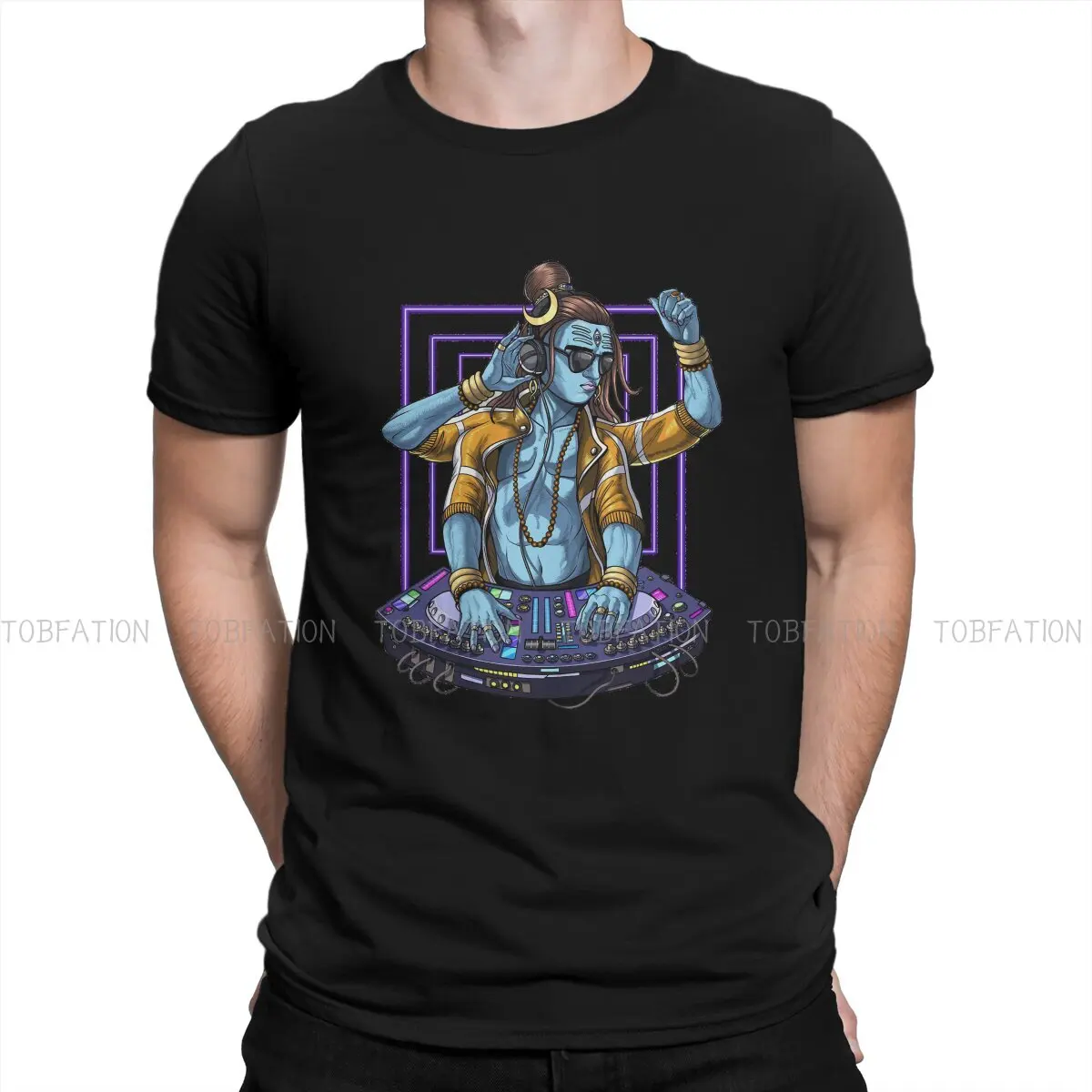

Music Hipster TShirts The eternal Lord Shiva God Men Graphic Fabric Streetwear T Shirt Round Neck