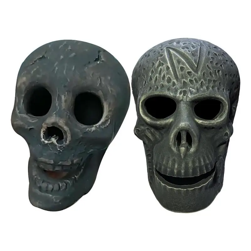 

Halloween Fire Pits Skulls Decor Reusable Imitated Human Skull Flame Sculptures Fireplace Ceramic Skeleton Head Home Ornaments