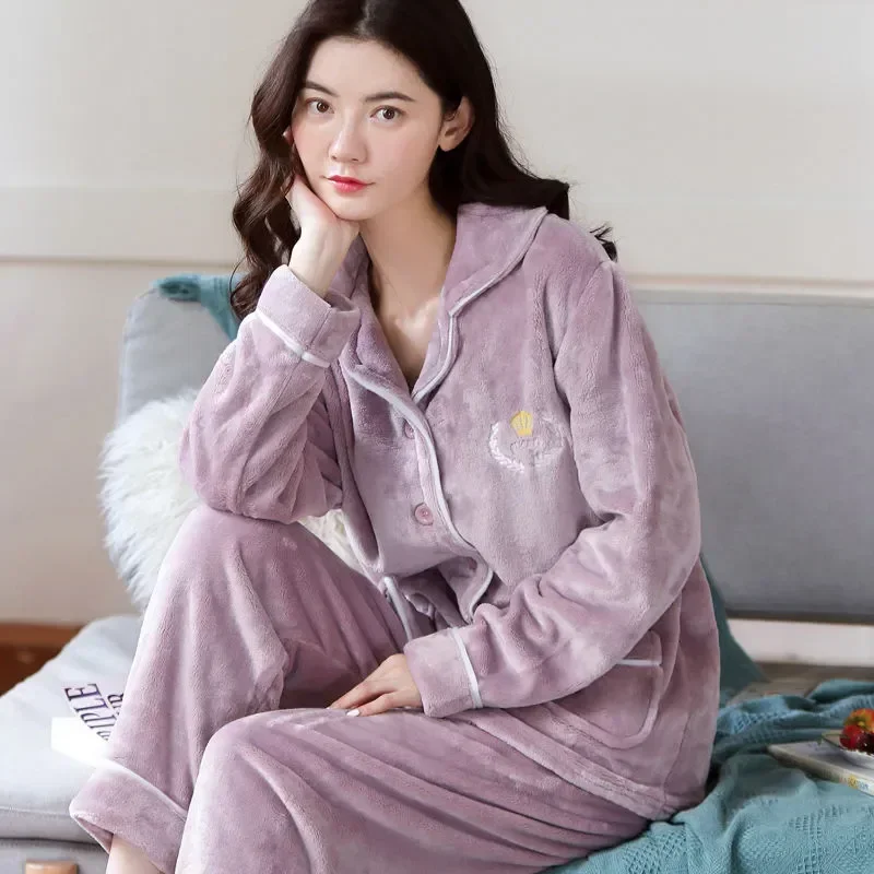 

Весенняя одежда для сна зимняя изолирующая Женская Коралловая Осенняя фланелевая плюшевая бархатная домашняя одежда для осени утепленная одежда
