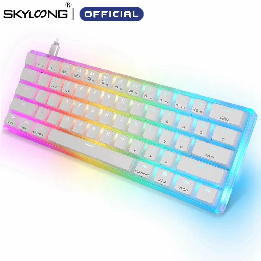 Мини Портативный механический переключатель SKYLOONG V2 AK61, 61 клавиша, 60% проводной, с RGB Подсветкой