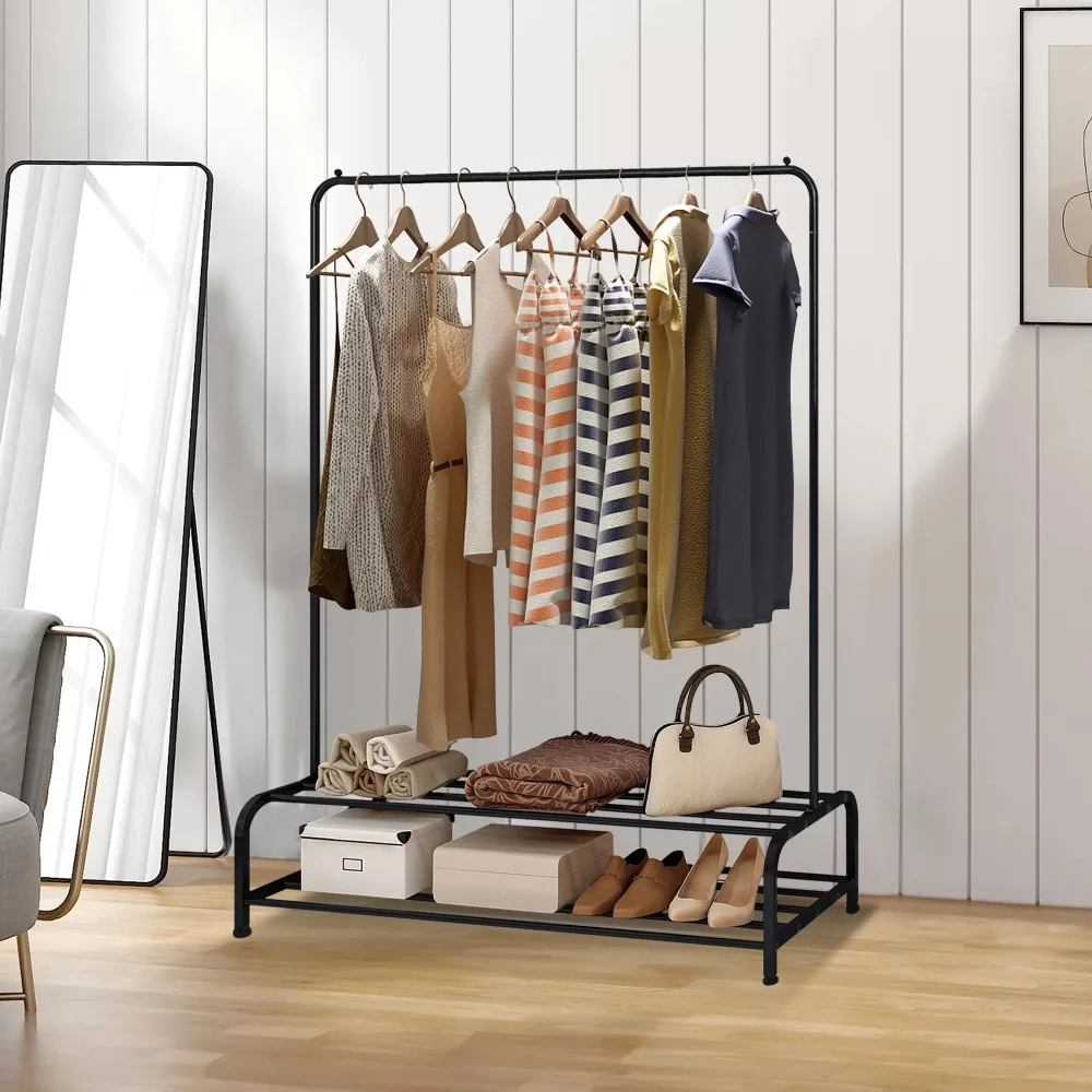 

Металлическая вешалка для одежды, сушилка для одежды, вешалка для одежды, стойка с полкой для хранения, черный цвет