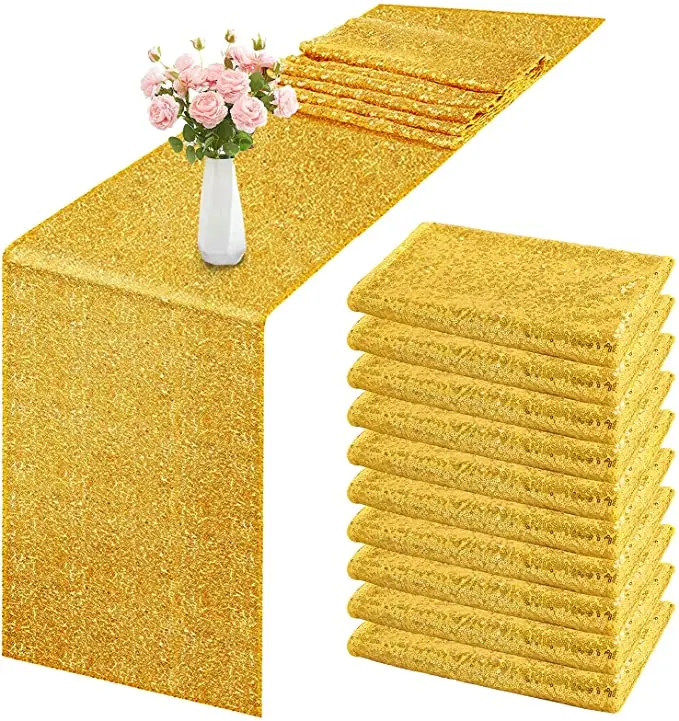 

1CS Sequined Table Runner Rose Gold Silver Table Runner Wedding Party New Year Tablecloth Christmas Decoration Dining Table