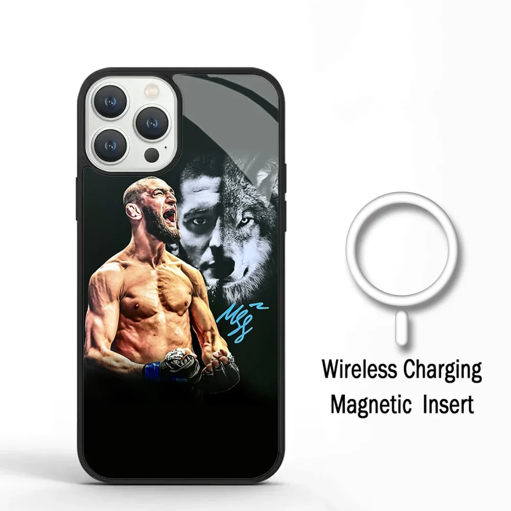 Чехол для телефона khamзат чимаев IPhone 11 12 13 14 15 Plus Pro Max зеркальный акриловый чехол