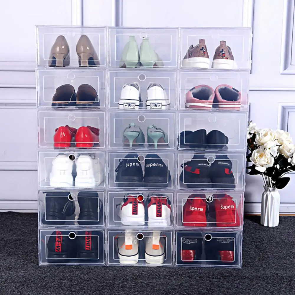 

6pcs Acrylic transparent shoe box storage box plastic basketball shoe cabinet shoe collection box display cabinet shoe artifact