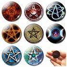 Магнит на холодильник с пентаграммой, 30 мм, Геометрическая пентаграмма, оккультный купол стеклянный викканский, магнитные наклейки на холодильник, держатель для заметок, домашний декор