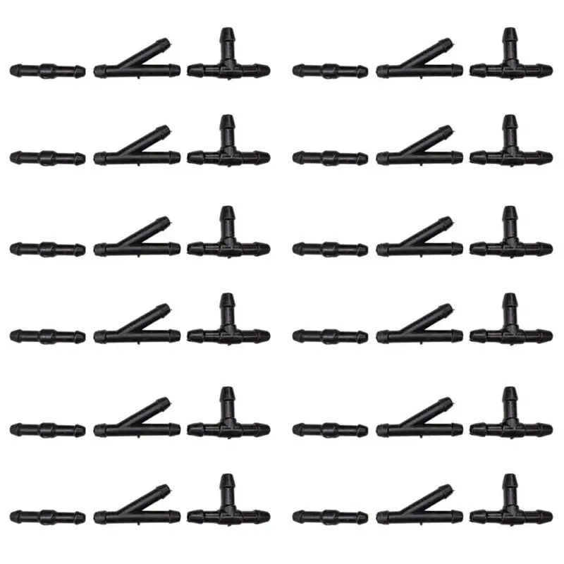 

Universal Connector Hose Joiner Nozzle Pipe Plastic Splitter T/Y/I Type Tube Washer Water Windshield Wiper 36pcs Black