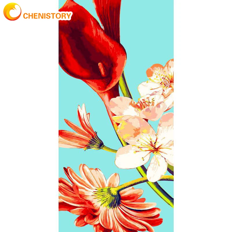 

CHENISTORY 60x120cm Paint By Numbers DIY Oil Painting By Numbers Flower On Canvas Frameless Digital HandPainting Home Wall Decor