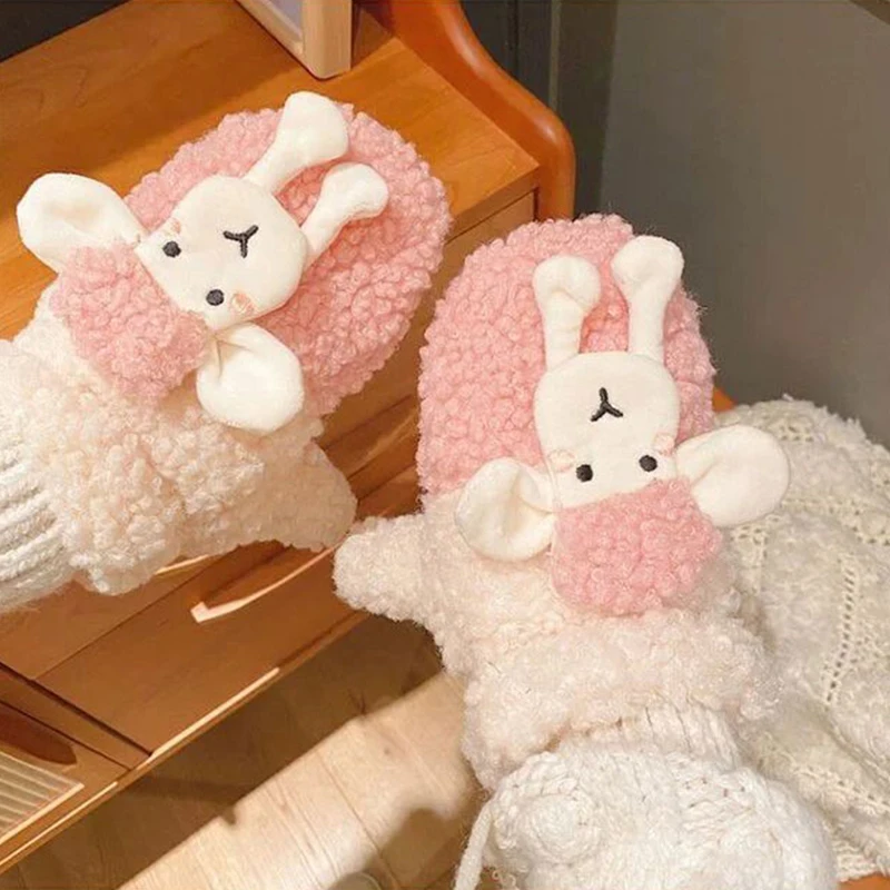 

Корейские овечьи прекрасные перчатки для женщин и девочек, зимние мягкие плюшевые теплые толстые бархатные варежки из овечьей шерсти, улич...