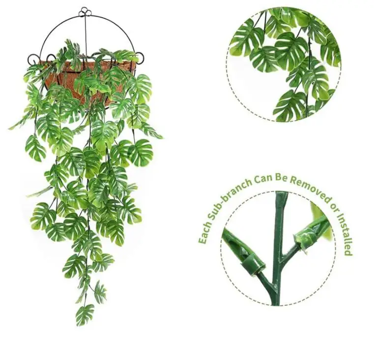 Искусственные зеленые растения подвесные плющ листья редис водоросли виноград