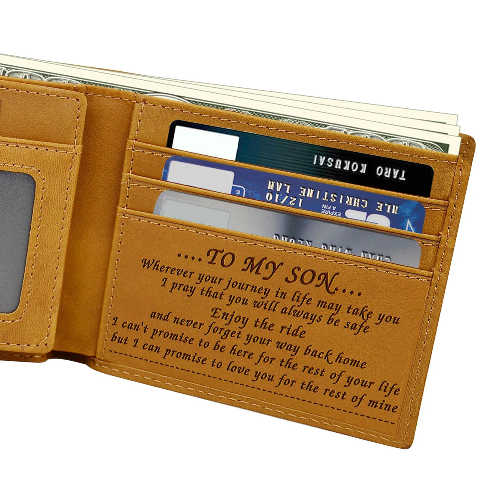 

Letter Engraved Leather Wallet Portable Credit Card Passport Holder Great Gift for Your Lover Boyfriend