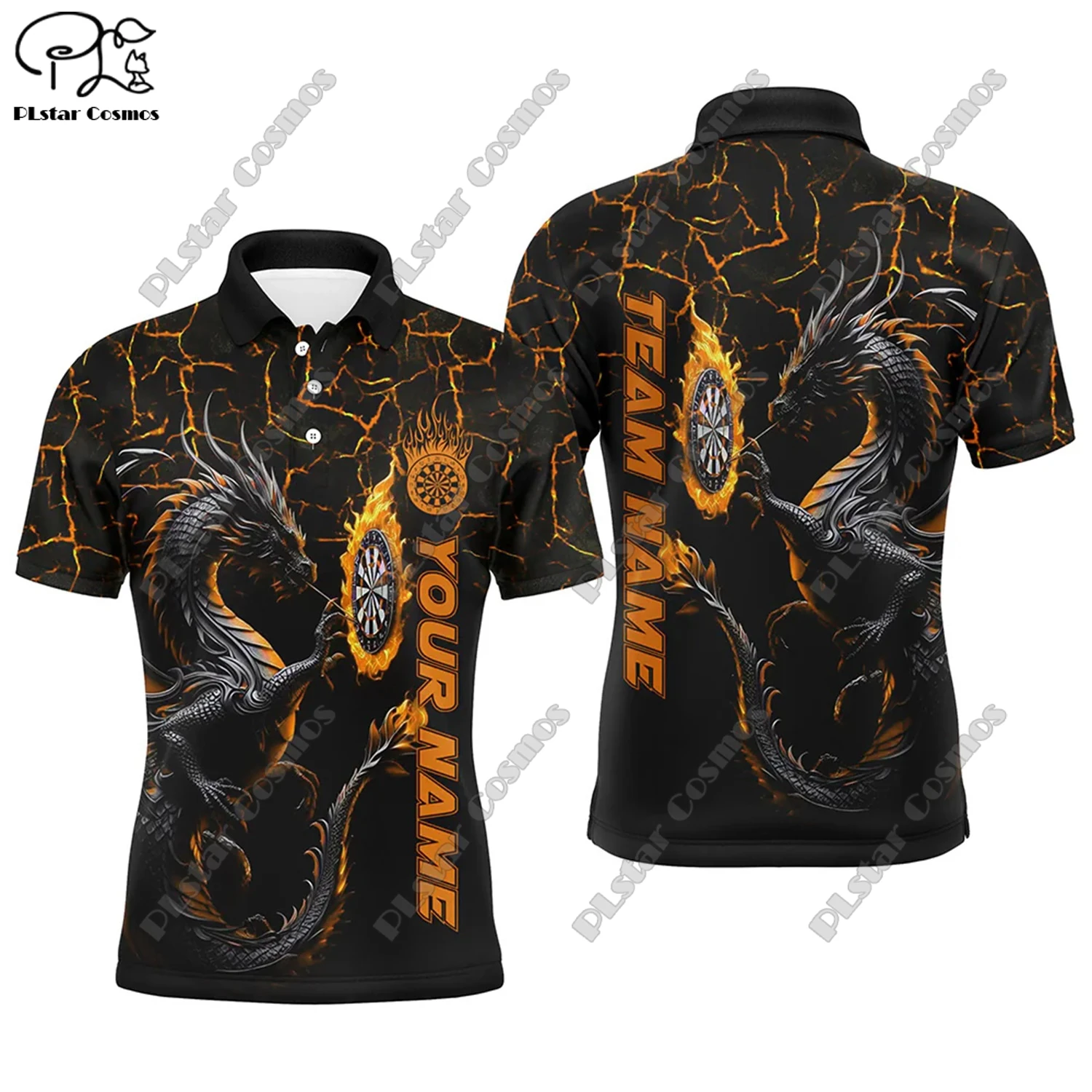 Футболка-поло с 3D-принтом пламени универсальная для отдыха спорта