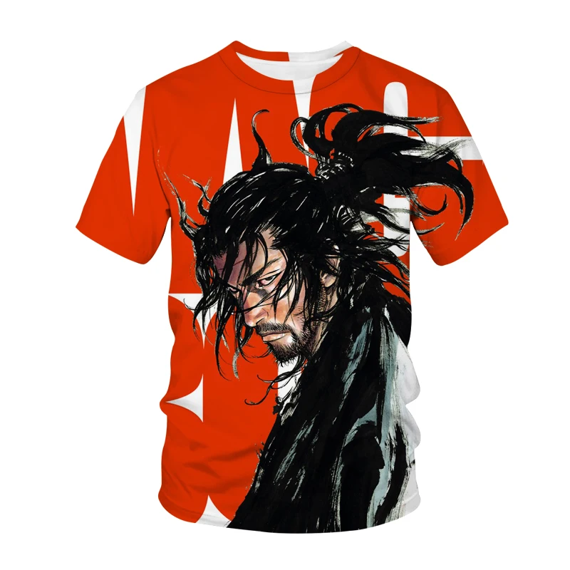 

New Anime Manga T-Shirts Comic Vagabond Streetwear Japanese Samurai 3D Print Fashion Mens Womens T Shirt Harajuku Male Tees Tops
