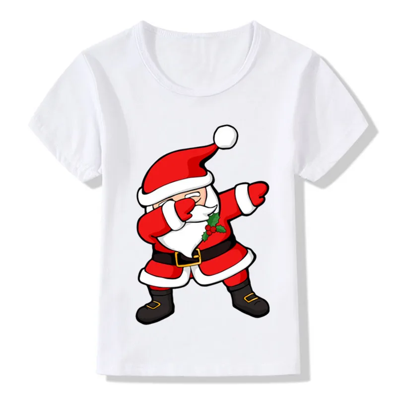 Dabbing Santa Pattern Funny Children T shirt Kids Merry Christmas Cartoon Clothes Baby Boys Girls Autumn T-shirt,Drop Ship