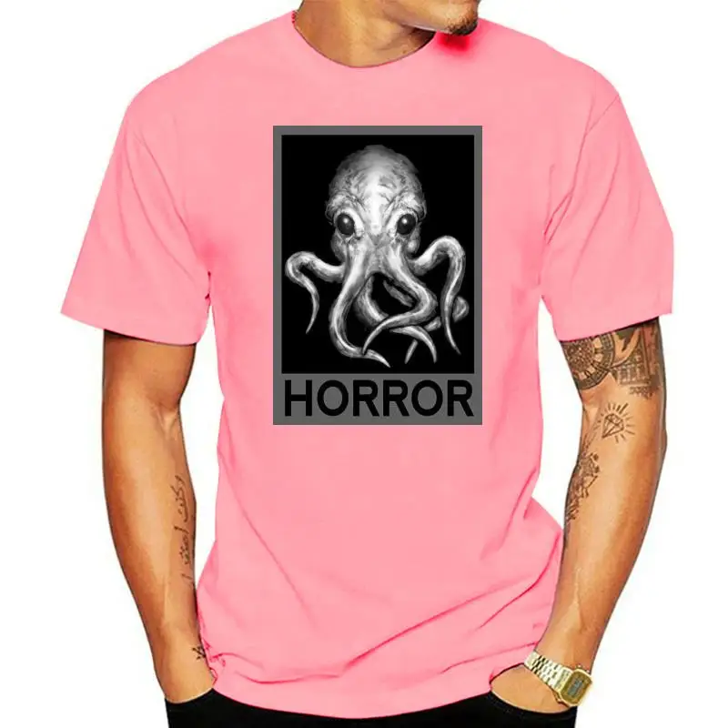 Mens Hot 2024 Summer Men Short Sleeves T Shirt Cthulhu H.P. Lovecraft Horror Artwork Men'S Black Ringer