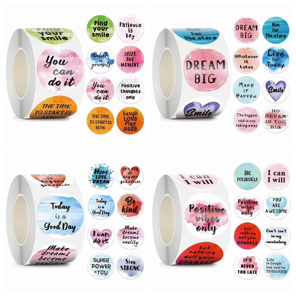 100-500pcs Encouraging Words Reward Stickers for Teachers 8 Designs Classroom Supplies Watercolor Motivational Sticker Child - купить по