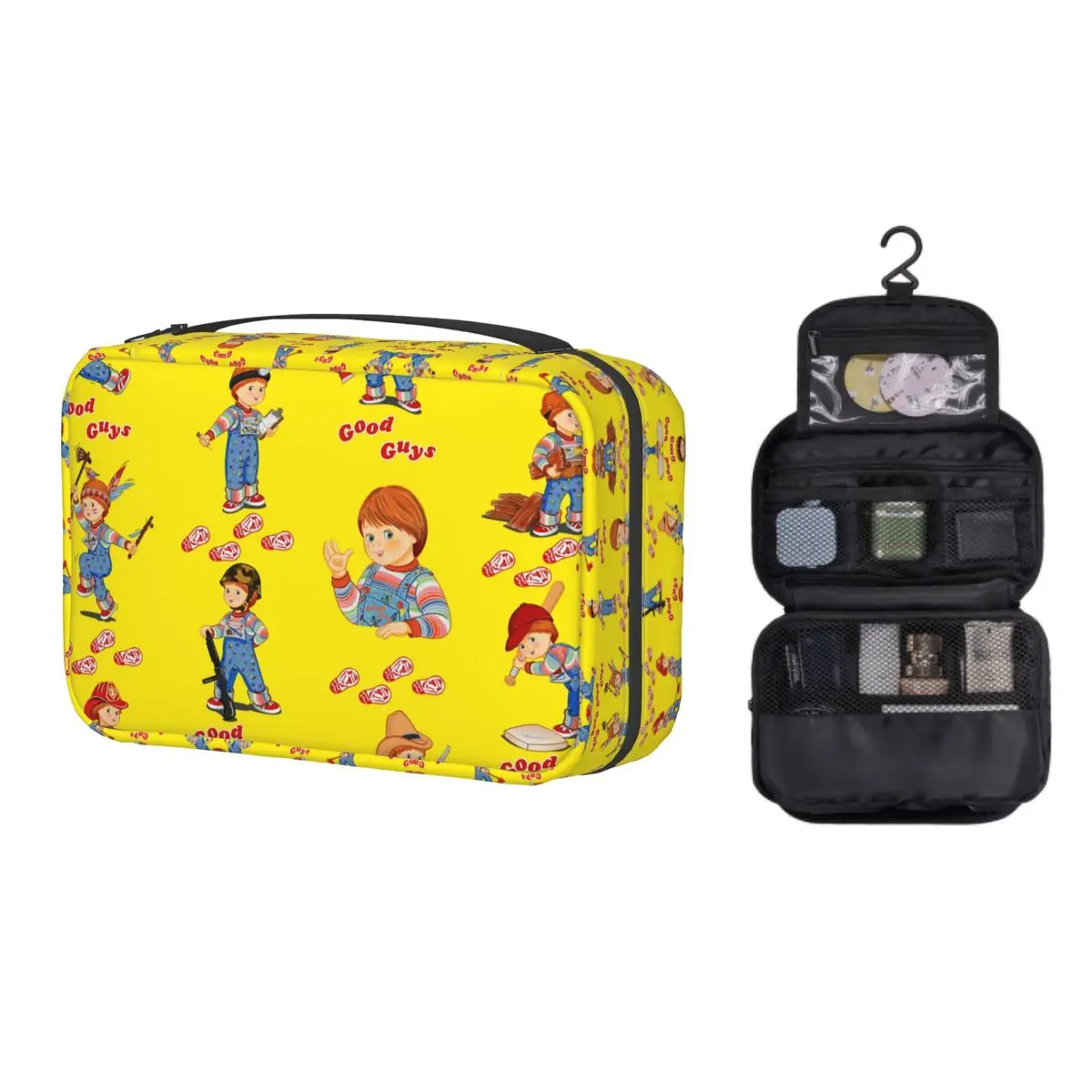 

Hanging Travel Good Guys Toiletry Bag Folding Child's Play Chucky Cosmetic Makeup Organizer Women Beauty Storage Dopp Kit Box