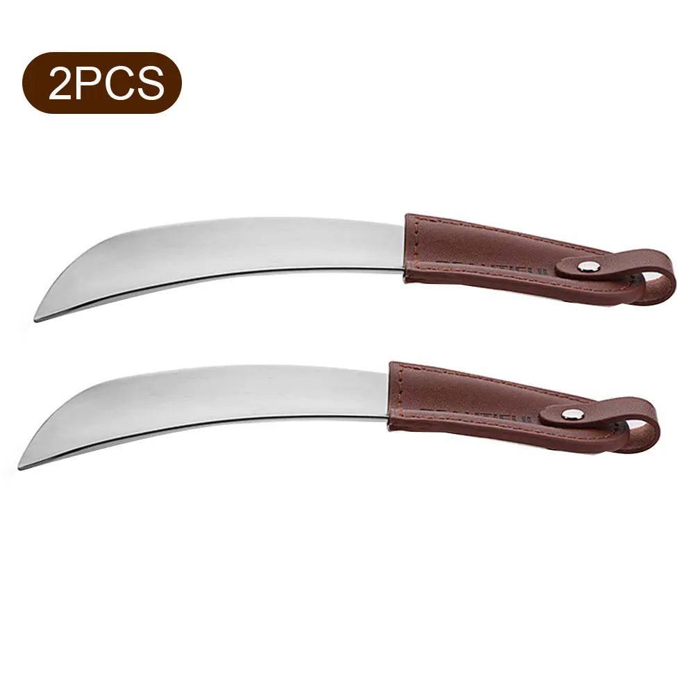 

2pcs Boots Ergonomic Shape With Handle Convenient Shoe Horn Handheld Hand Tool Stainless Steel Portable Home Travel Lazy Helper