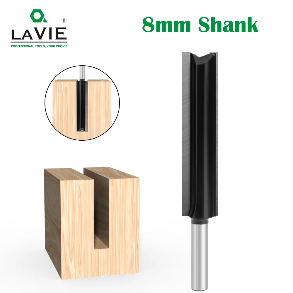 LAVIE 1 pc 8mm Shank Long Blande Straight Bit 8*16*76mm Milling Cutting Diameter Edge Woodworking Trimming Cutter Knife C0800216