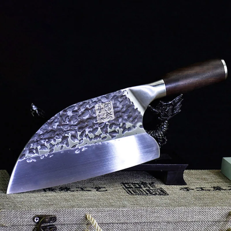 

Нож мясника ручной работы 5CR1 5MOV из нержавеющей стали, ножи для измельчения, китайский инструмент для резки овощей, кухонный шеф-повар с дере...