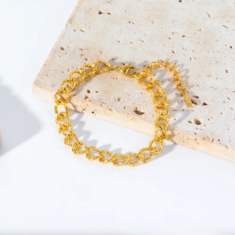 Браслет-цепочка EILIECK из нержавеющей стали 316L с позолоченными звеньями браслет