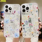 Модный прозрачный чехол для телефона с цветами для iPhone 13, 12, 11 Pro Max, X, Xs, XR, 7, 8 Plus, SE 2020, роскошный мягкий Блестящий цветочный чехол