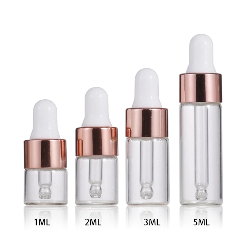 100 шт. 1/2/3/5 ML прозрачный Стекло ароматерапии эфирное масло бутылочка Парфюмерия