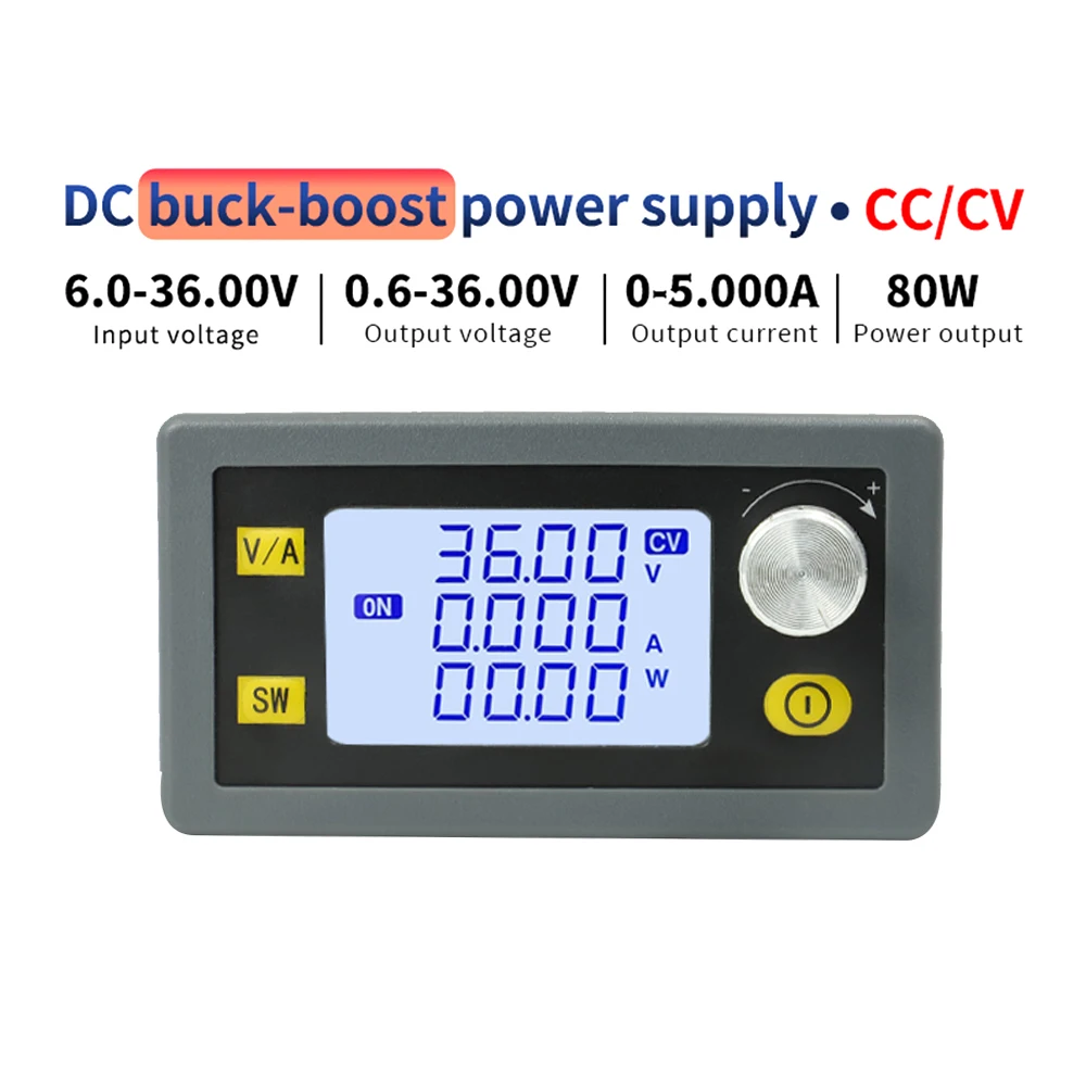 

DC-DC Buck Boost Converter CC CV 6-36V 5A 6V 12V 24V Power Module Adjustable Regulated Laboratory Power Supply High Accuracy