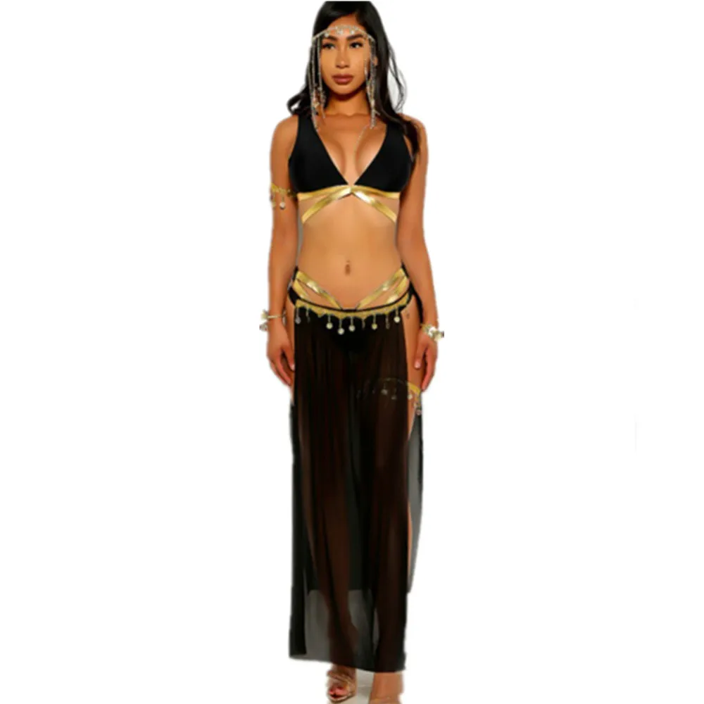 

Purim Halloween Performance Dancewear Bellydance Clothes Outfit Sexy Split Skirt Women Egyptian Belly Dance Cosplay Costume Set