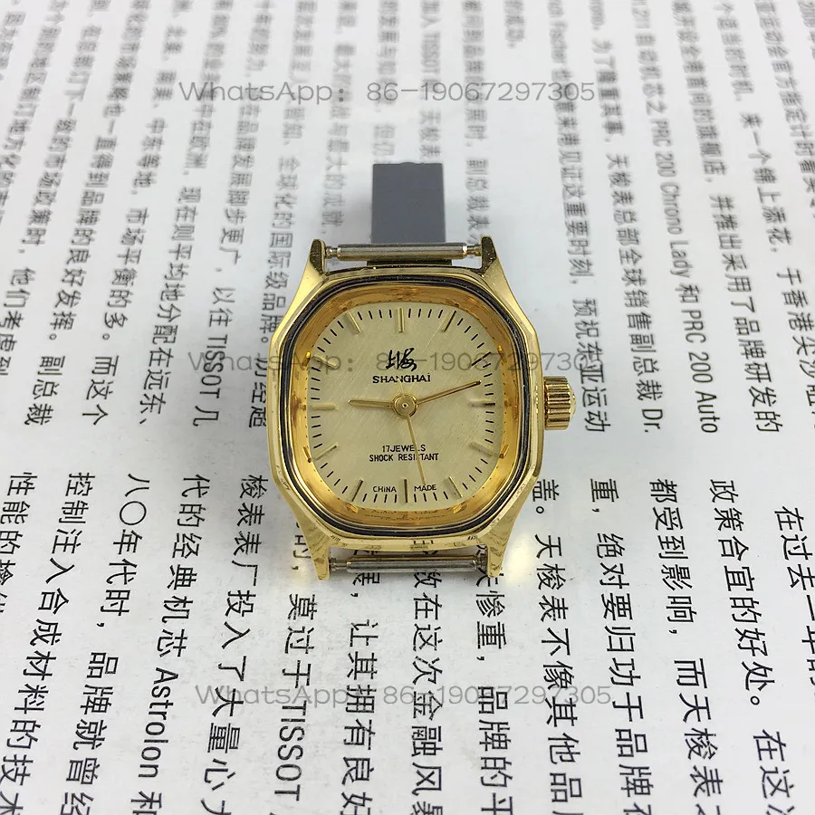 Фото Женские механические часы Shanghai Brand Octagonal Yellow Case с желтым циферблатом, 25 мм №1