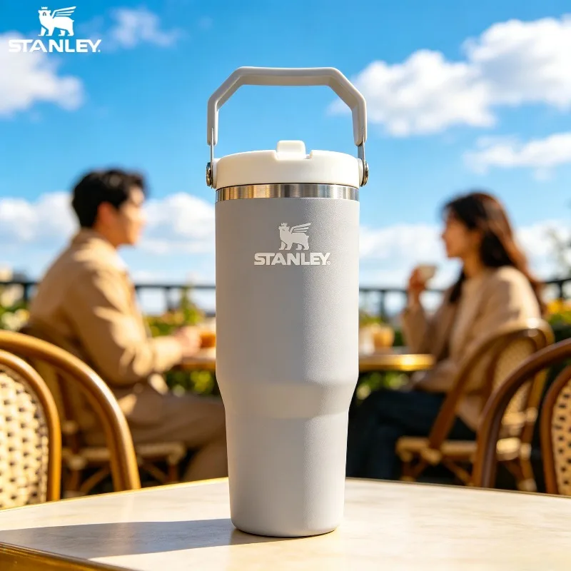 Бутылка для воды Stanley Sage Grey IceFlow с откидной крышкой и соломинкой, из нержавеющей стали, 30 унций, с функцией сохранения температуры, для офиса, кофе, чая и напитков (art.: 3920db90b8dde) - 3920db90b8dde