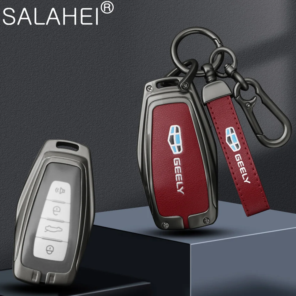

Car Key Case Cover Fob For Geely Coolray X6 X7 Atlas Boyue NL3 Emgrand EX7 Geometry C Global Kulrey Hawk GX7 Okavango Keychain