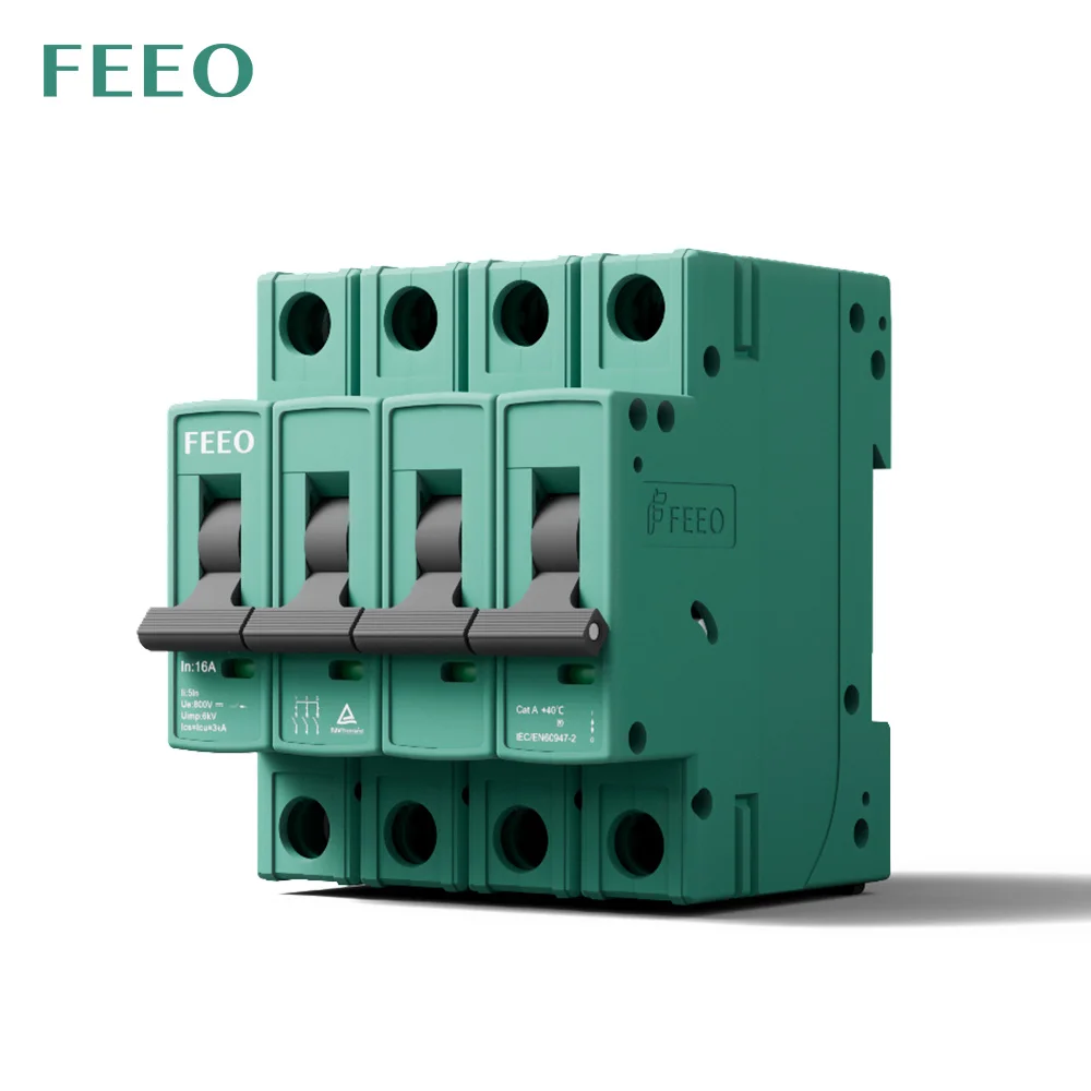 FEEO 3PCS Новый солнечный выключатель 4P 6A 10A 16A 20A 25A 32A 40A 50A 63A 80A 100A 125A DC1000V для