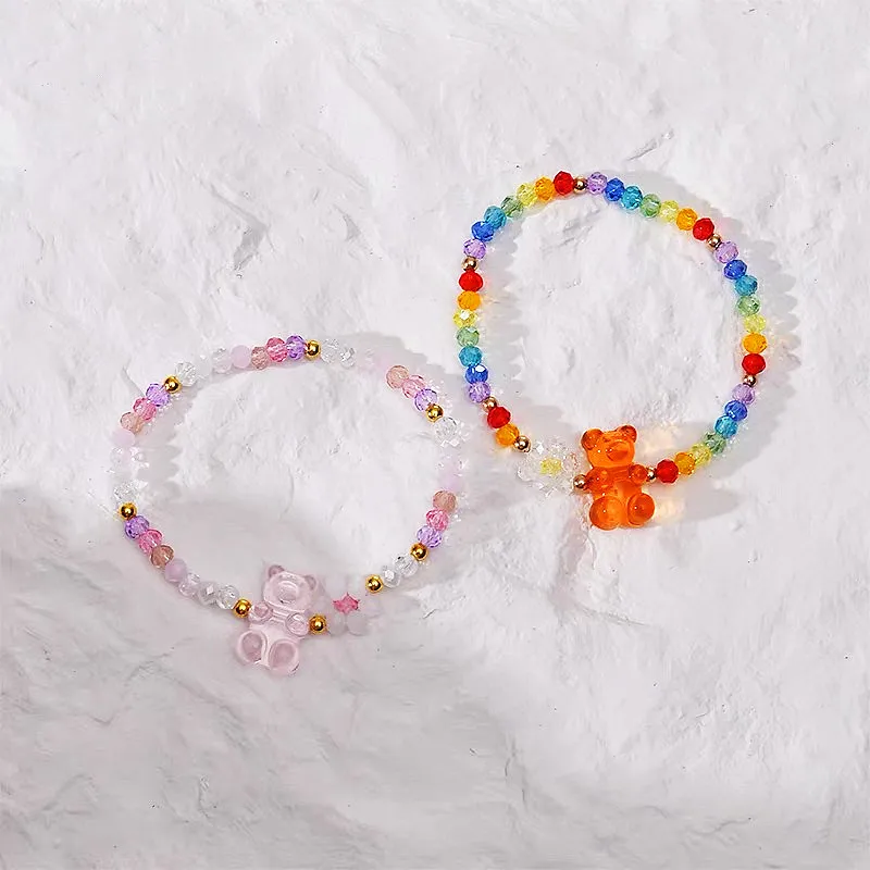 10Pcs 18.5x12mm Candy Color Mini Bear Charms Acrylic Cartoon Transparent Pendant  For Necklace Bracelet Earrings Jewelry Diy