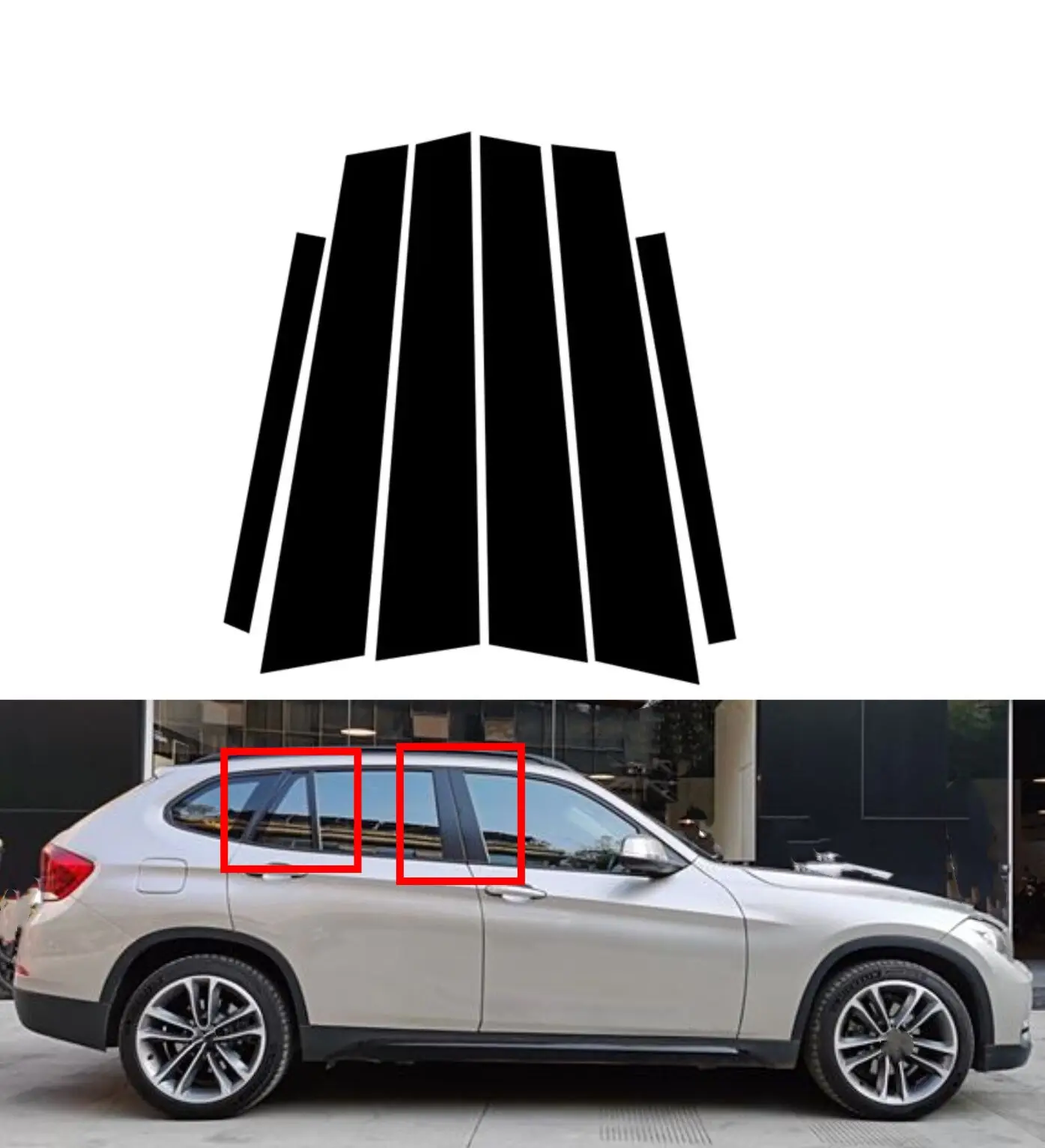 

6 шт. глянцевые черные стойки, подходят для BMW X1 E84 2010 2011 2012 2013-2015, оконная крышка, наклейки на колонку B C, отделка боковой дверной панели